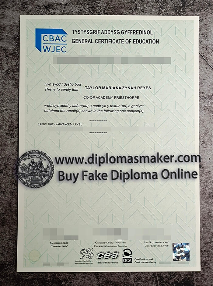 purchase fake CBAC WJEC General Certificate of Education