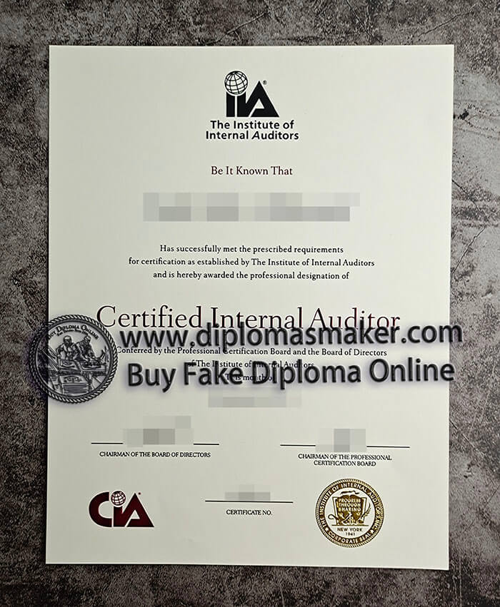 purchase fake Institute of Internal Auditors certificate